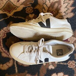 Veja White Sneakers with Black V Logo